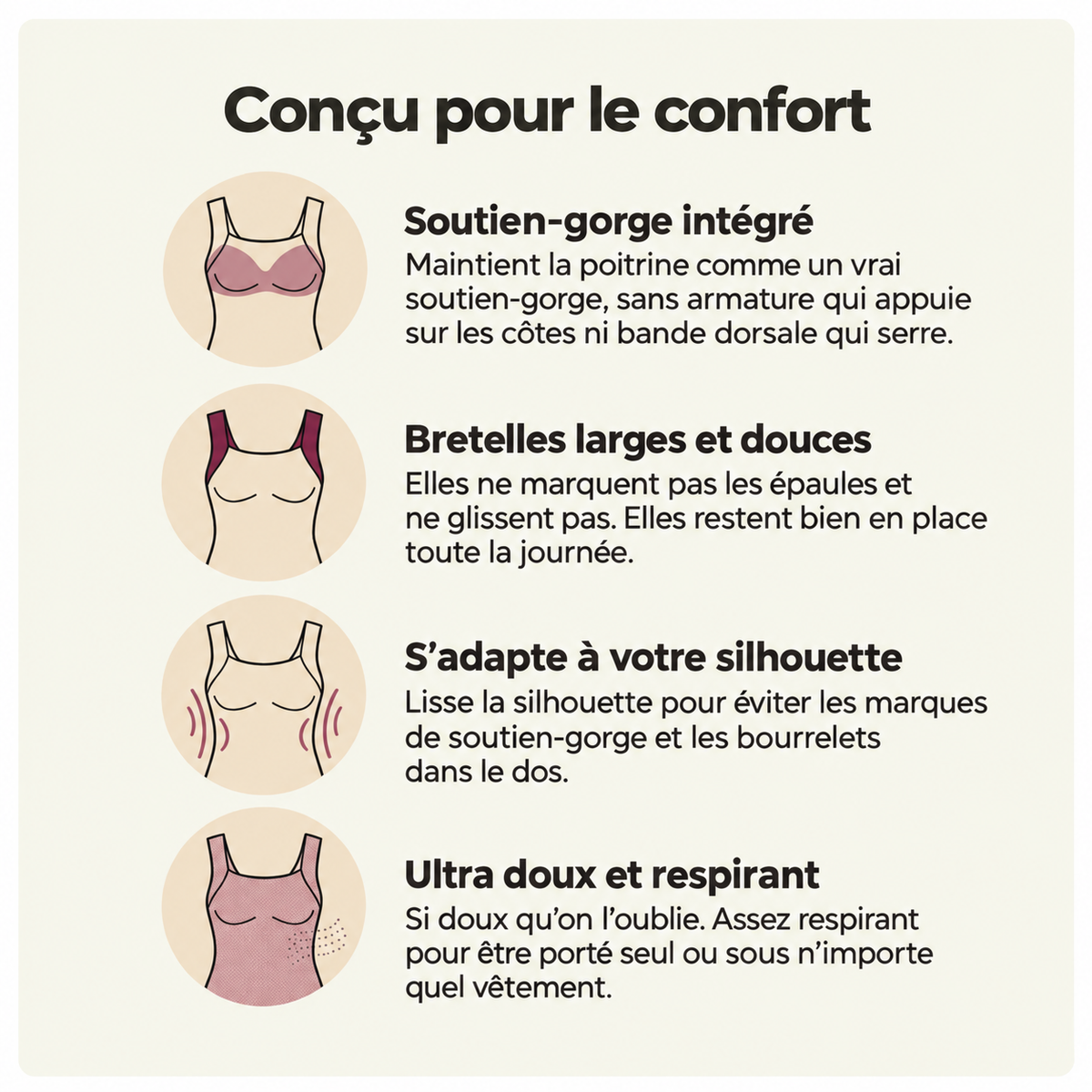 Débardeur Sculptant Confort avec Soutien-Gorge Intégré