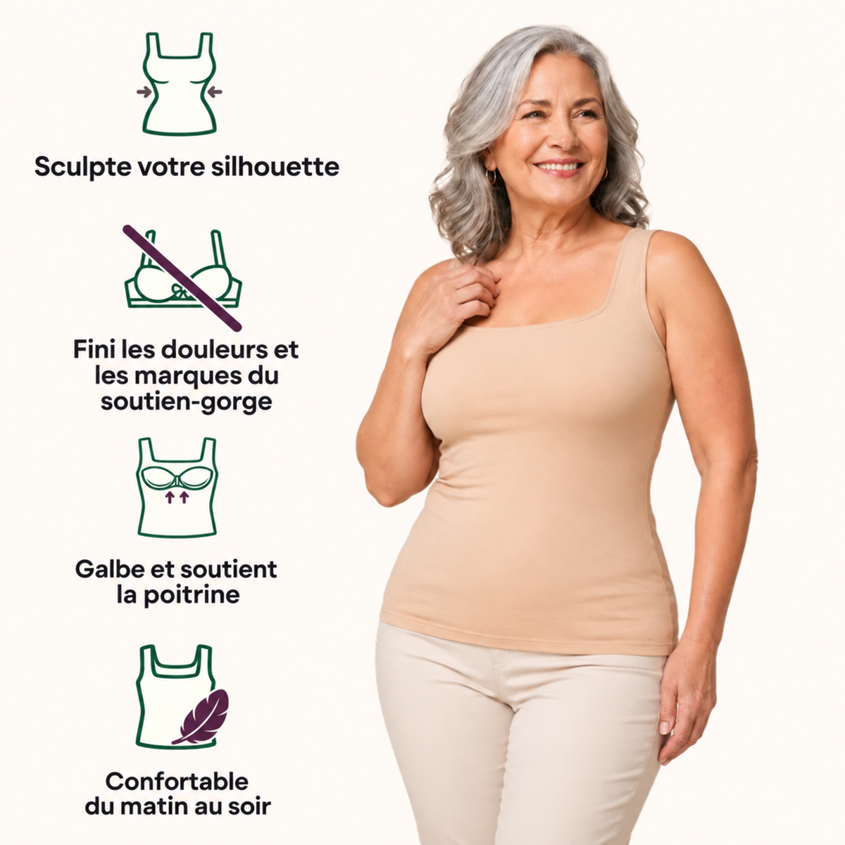 Débardeur Sculptant Confort avec Soutien-Gorge Intégré